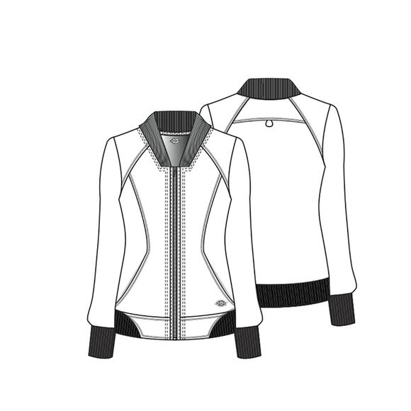 Dickies Zip Front Warm-Up Scrub Jacket WMNS M Blue Sweater Long Sleeve Uniform - Picture 13 of 13